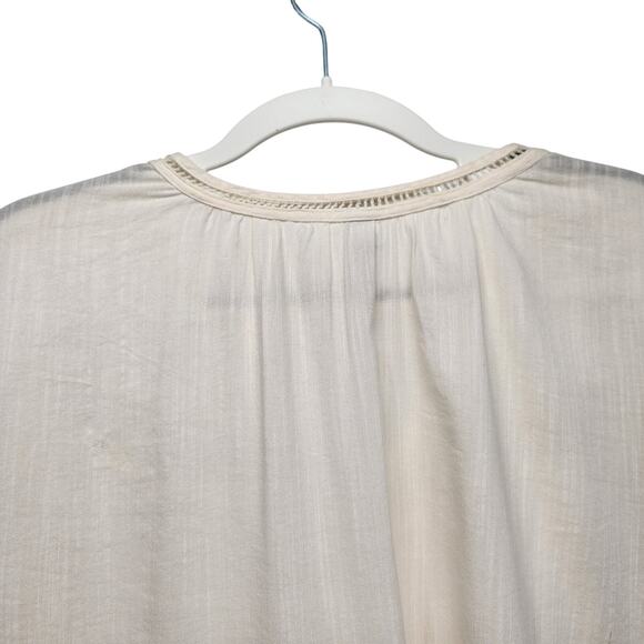 NWT Old Navy Cream Boho Lace Crochet Pintucked Peasant Top Women's M - Picture 9 of 10